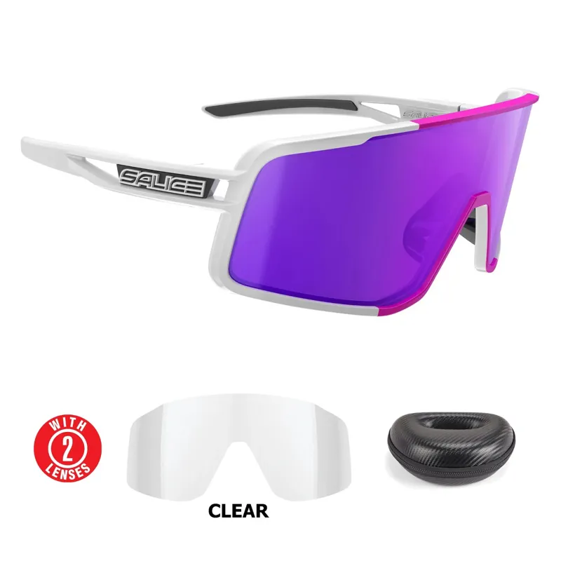Salice 022 RW Cycling Glasses in White-Fuchsia/RW Purple