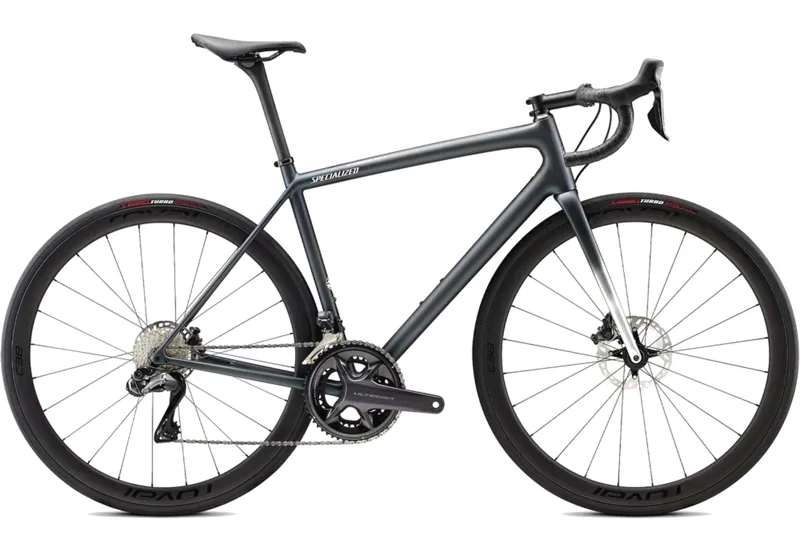 Specialized Aethos Expert Road Bike 2022 in Oil/Silver