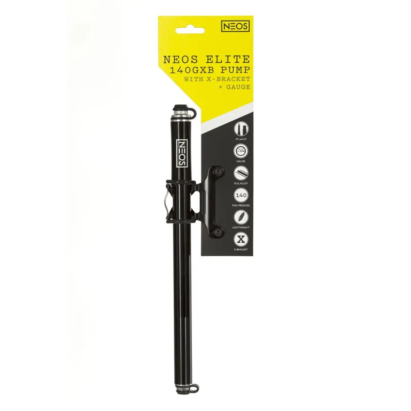 Neos elite 140gxb bike pump with gauge in black