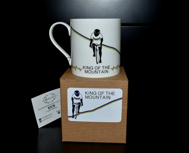 Cycle themed bone china mug and gift card KOM